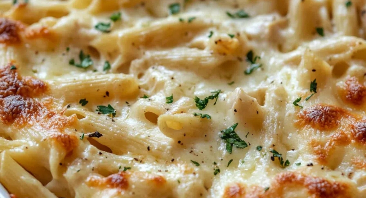 Dump and Bake Chicken Alfredo Casserole