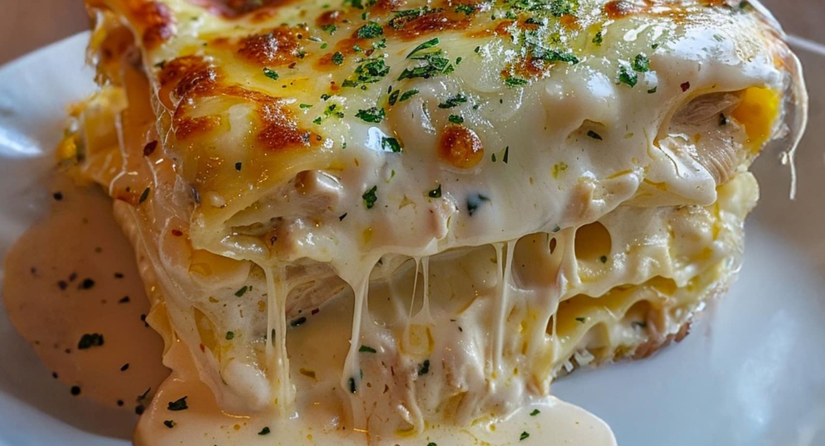 Lasagnes Fondantes au Poulet et Sauce Blanche Crémeuse