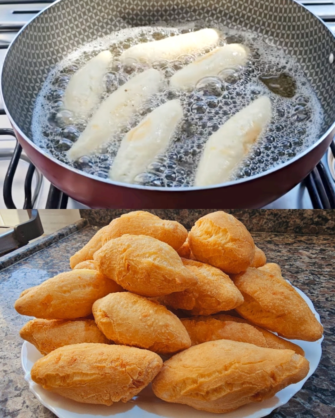 Bolinho de polvilho salgado, não murcha e não estoura