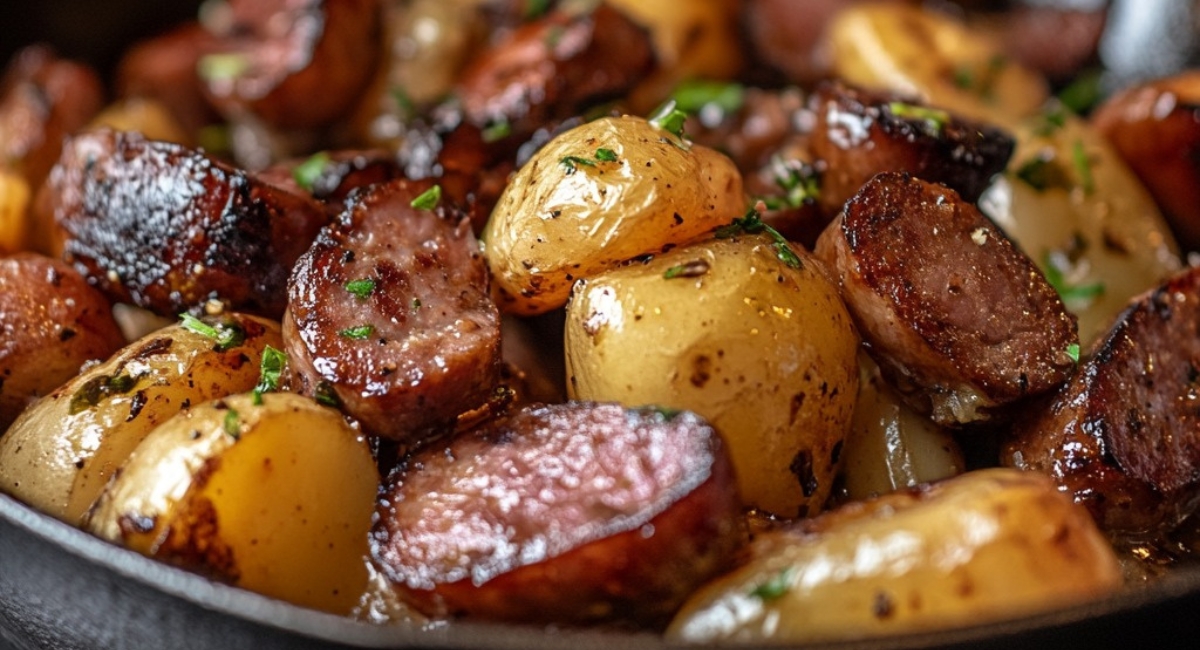 Cette poêlée de saucisses fumées et pommes de terre