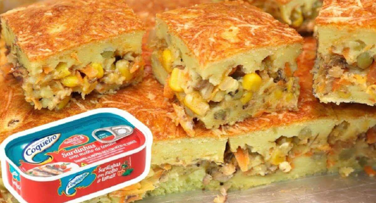 Torta de sardinha que deixa um aroma incrível na sua cozinha na hora do lanche