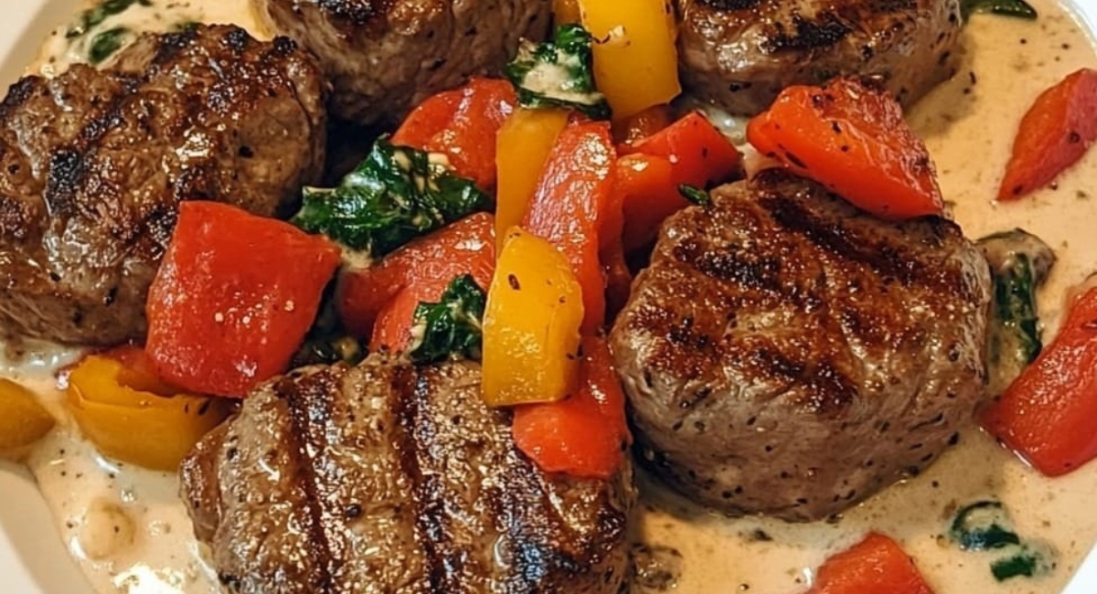 Steaks Hachés Maison avec Sauce aux Poivrons et Crème