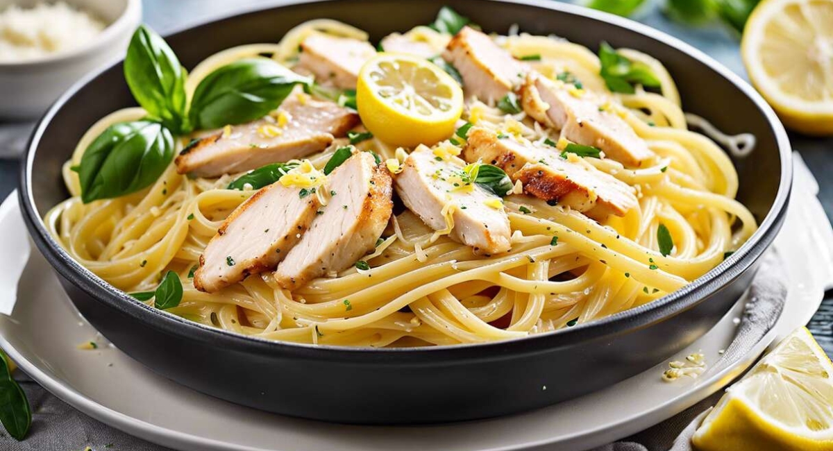 Recette : Bouchées de poulet au beurre à l’ail et linguine au citron et au parmesan