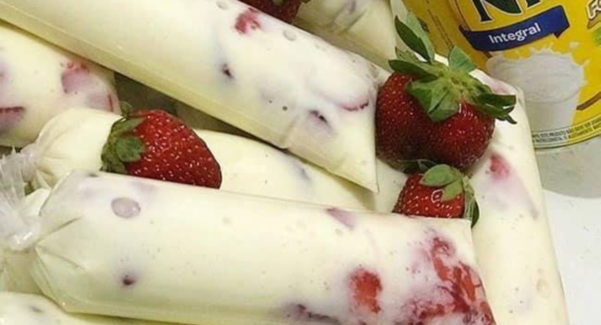 Geladinho de Leite Ninho com Morango