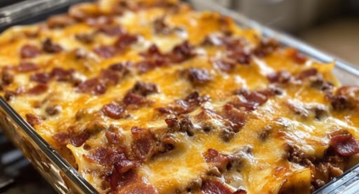 Parmesan Garlic Bacon Cheeseburger Lasagna