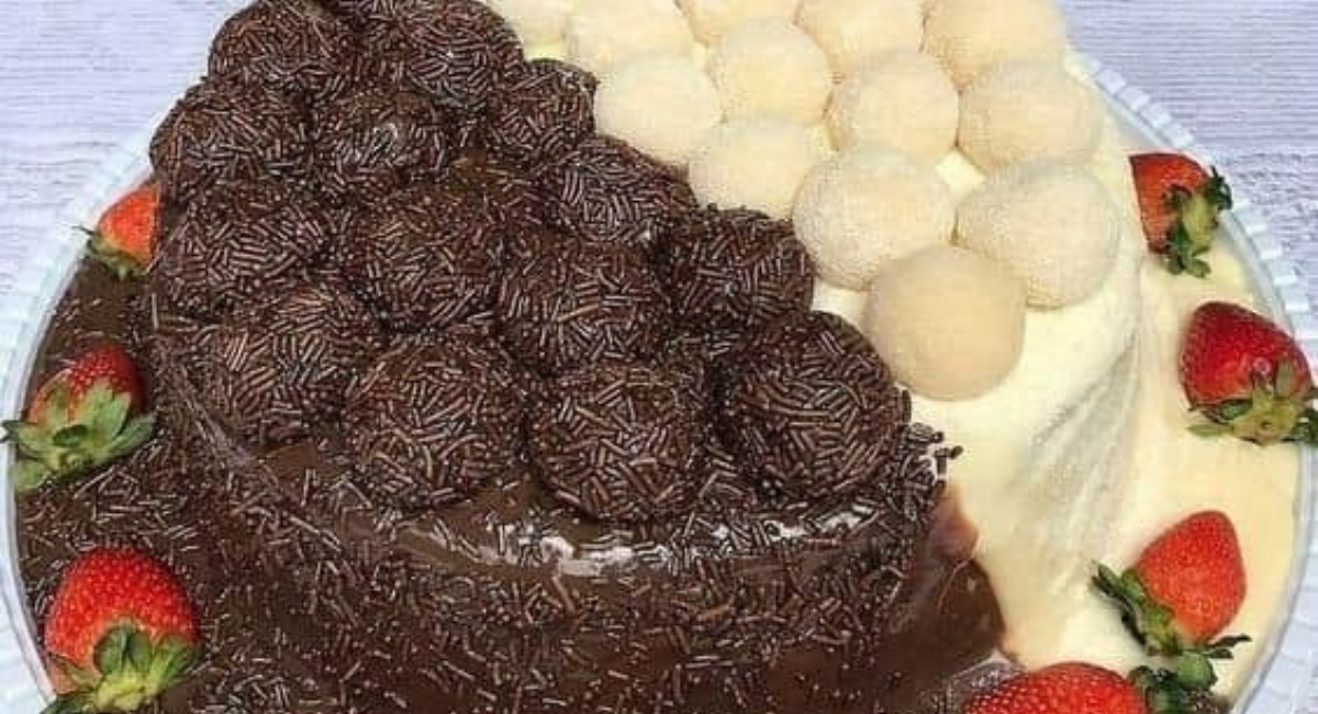 Bolo vulcão de brigadeiro e leite Ninho