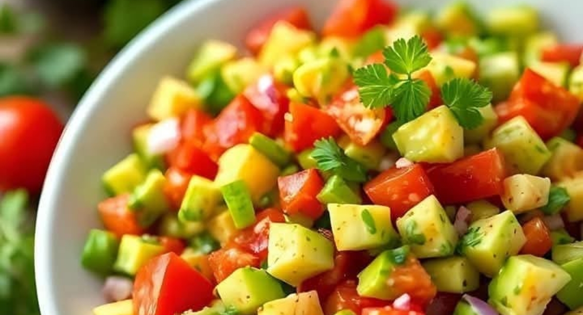 Salada de abacate, tomate e pepino