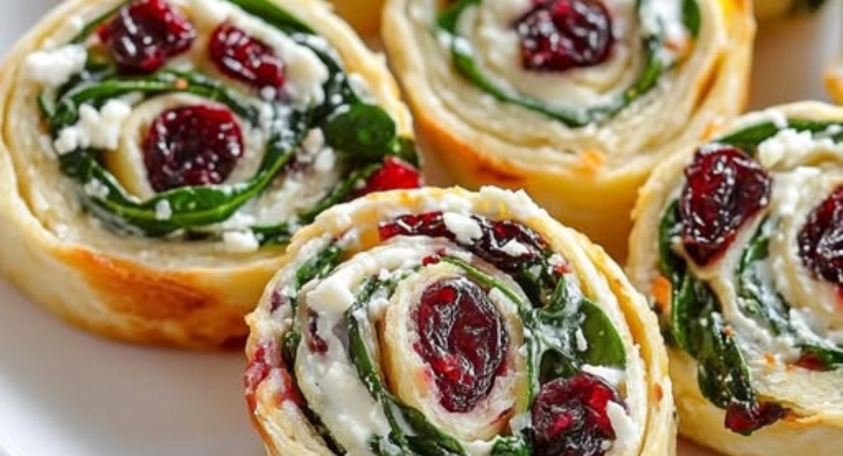 Cranberry Feta Pinwheels with Cream Cheese