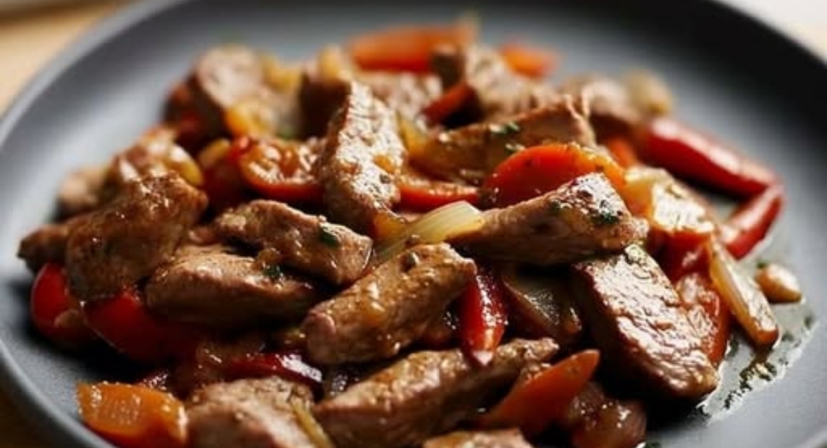 Sauté Lanières de bœuf, oignons et poivrons