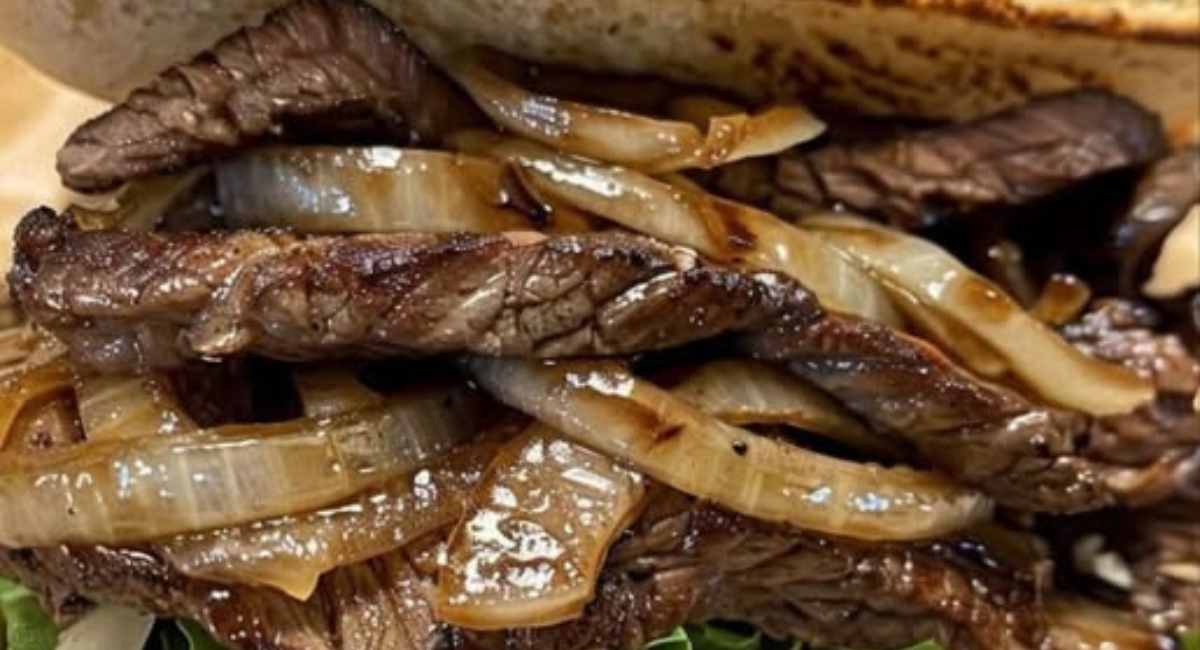 Crispy onion steak sandwich