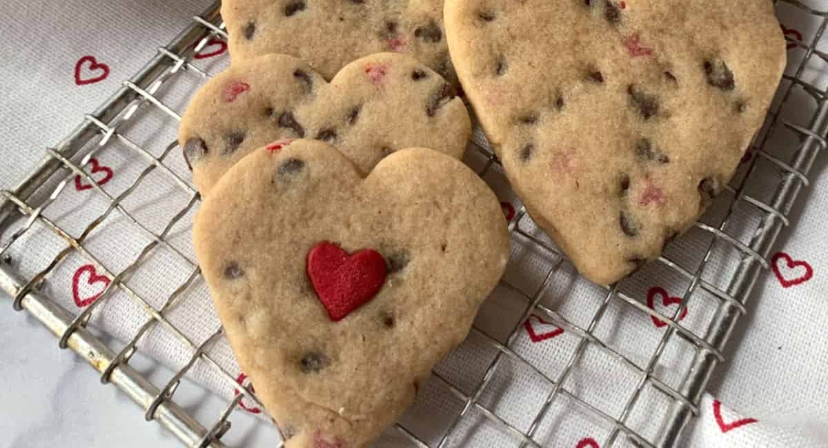 Heart-Shaped Chocolate Chip Cookies