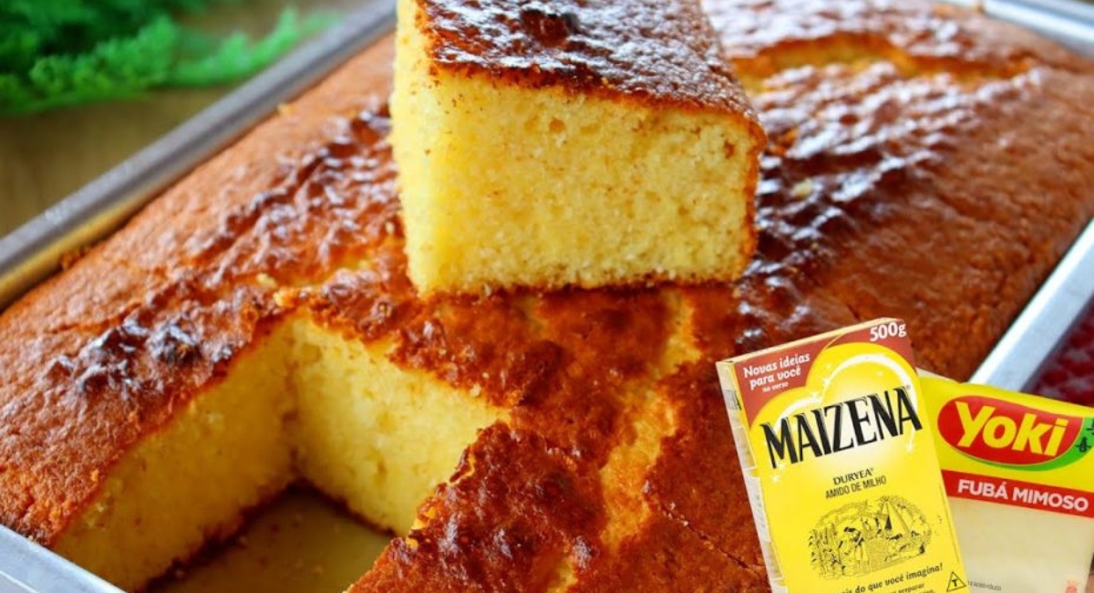 Bolo algodão maizena com fubá delicioso, fica PERFEITO com aquele cafézinho