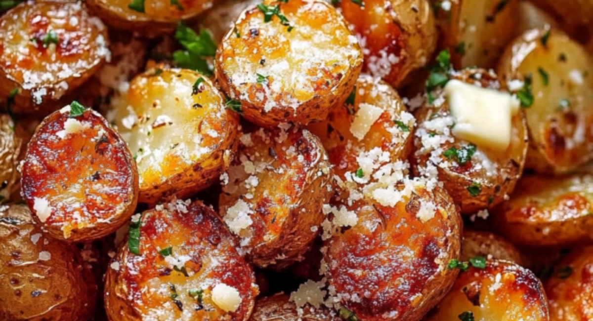 Roasted Garlic Butter Parmesan Potatoes