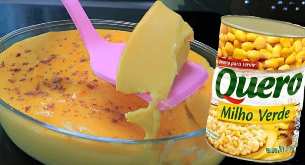 Curau com milho de latinha simples e rápido feito no liquidificador uma delícia