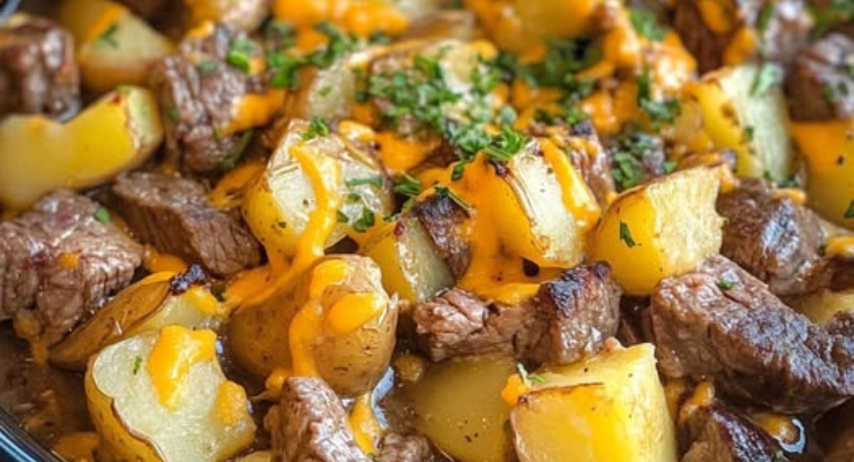 Slow Cooker Steak Cheddar Potato