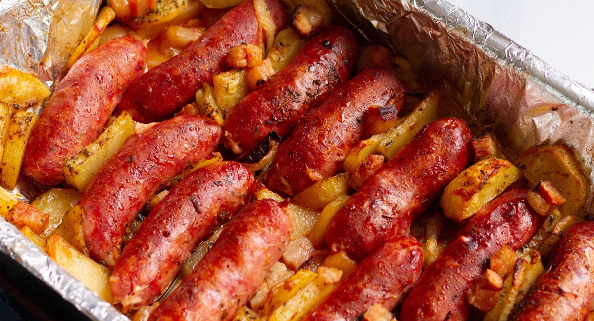 Linguiça Assada com Batata