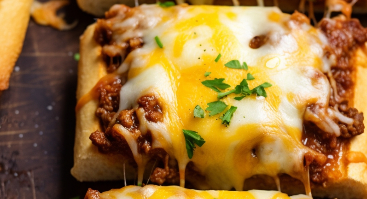 Cheesy Sloppy Joe Garlic Bread
