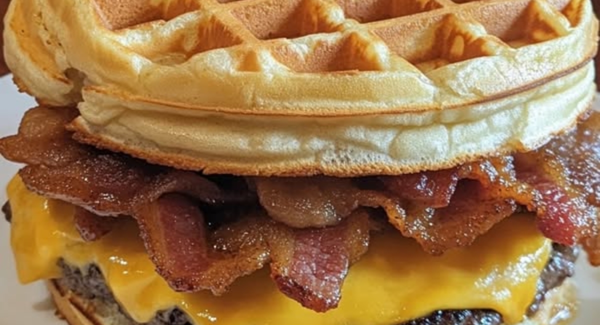 Maple Bacon Waffle Cheeseburger!