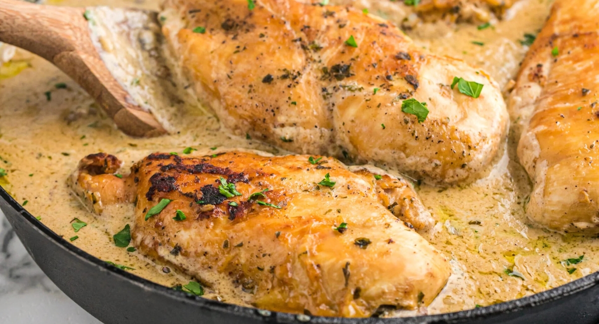Cheesy Garlic Butter Mushroom Stuffed Chicken