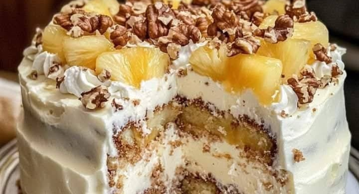 Bolo de Noz de Abacaxi Cremoso