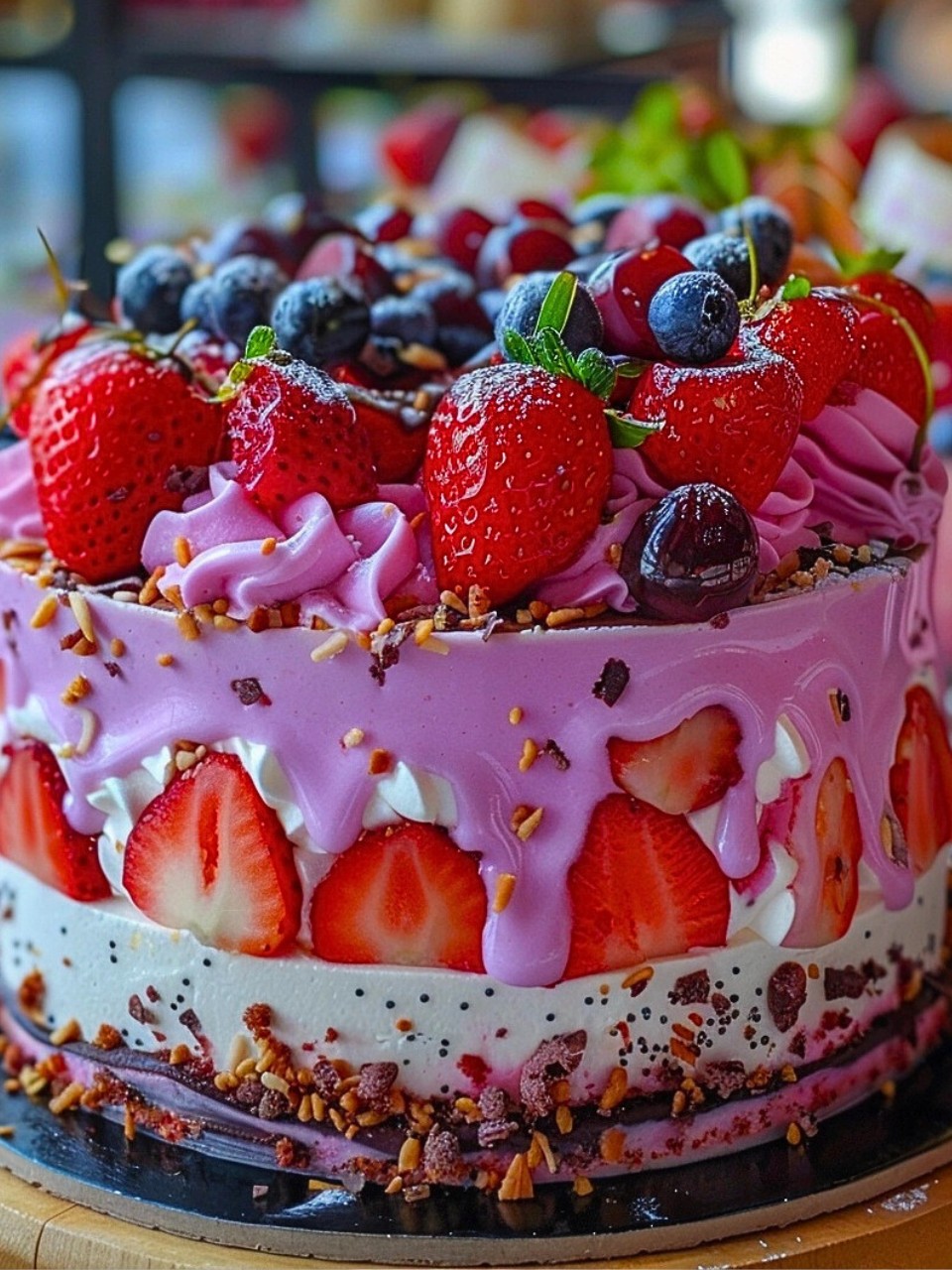 Galaxy No-Bake Strawberry Split Cake