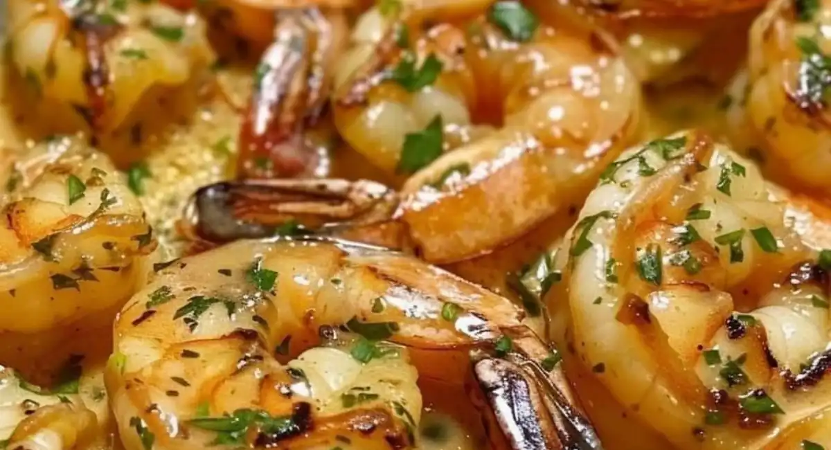 Crevettes Grillées Trempées dans une Sauce Crémeuse à l’Ail