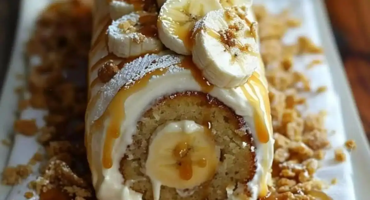 Gâteau Roulé à la Banane et au Caramel