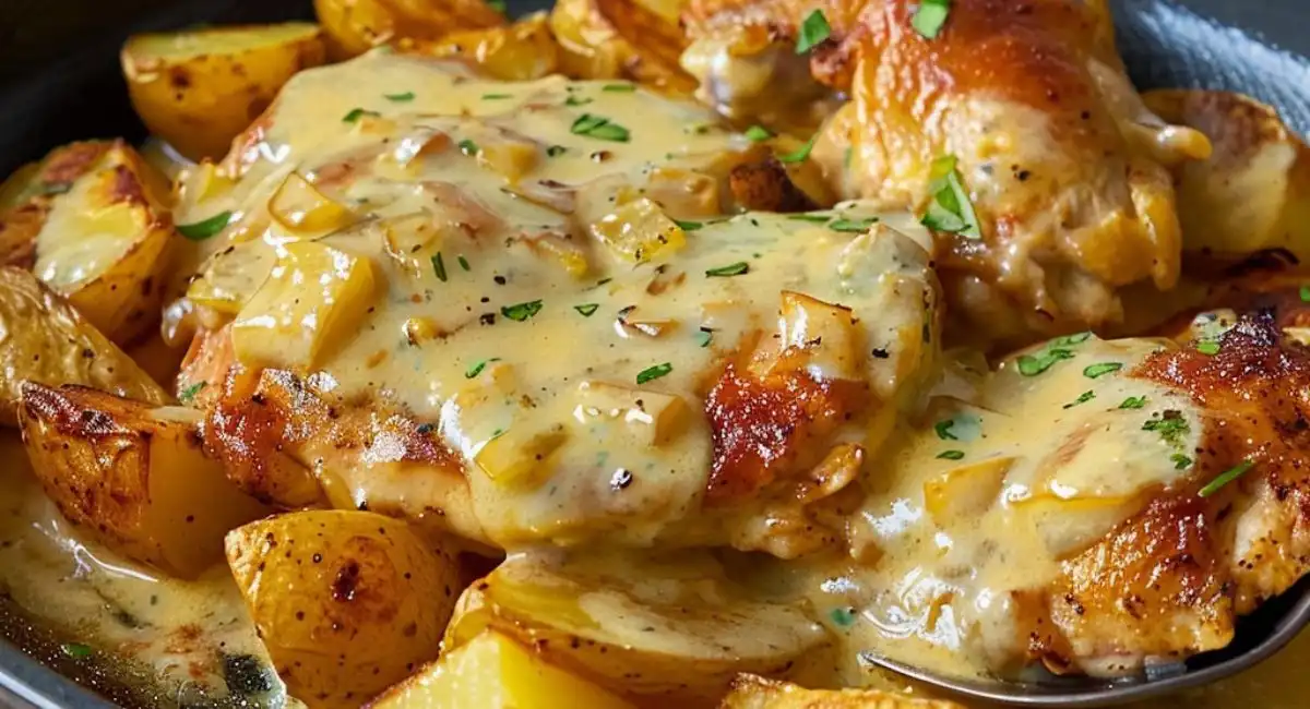 Delicioso Pollo con Patatas en Salsa de Queso! 🥔🧀