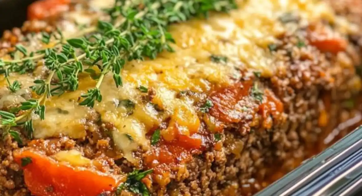 Slow Cooker Mediterranean Herb Parmesan Meatloaf