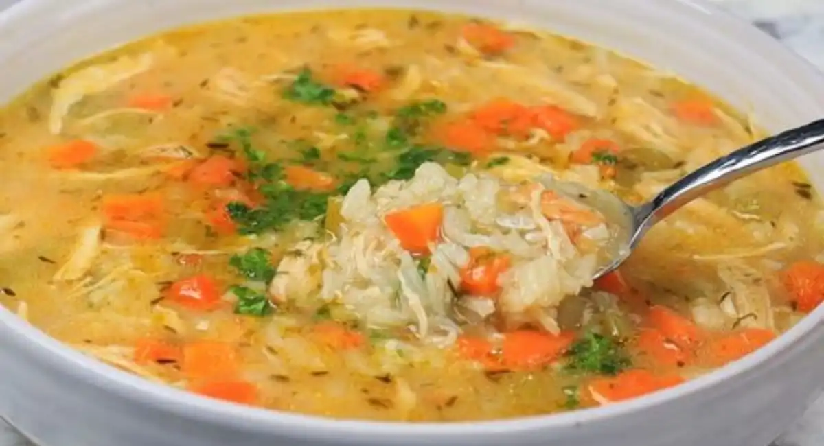 Soupe maison savoureuse au poulet et au riz