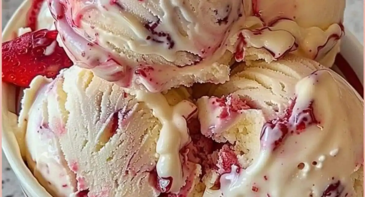 Helado de fresa con vainilla