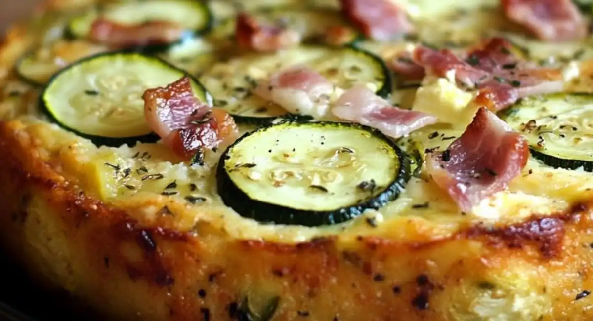 Cake à la courgette, lardons et fromage de chèvre