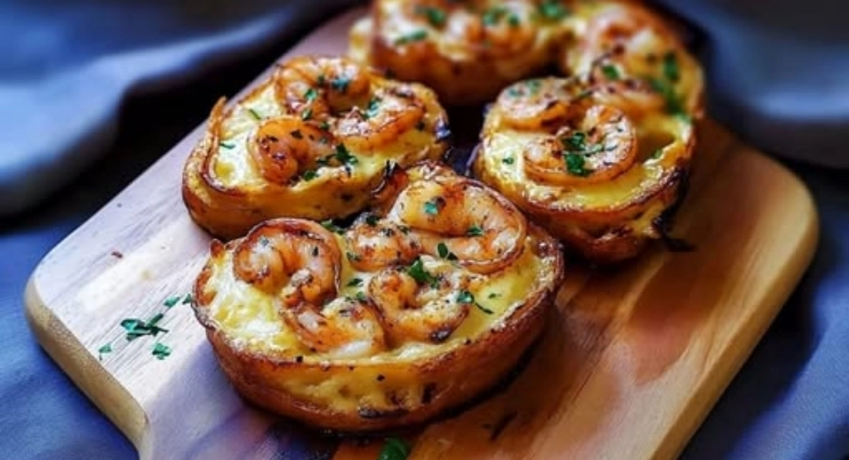 Pain à l’Ail Fromagé aux Crevettes Grillées