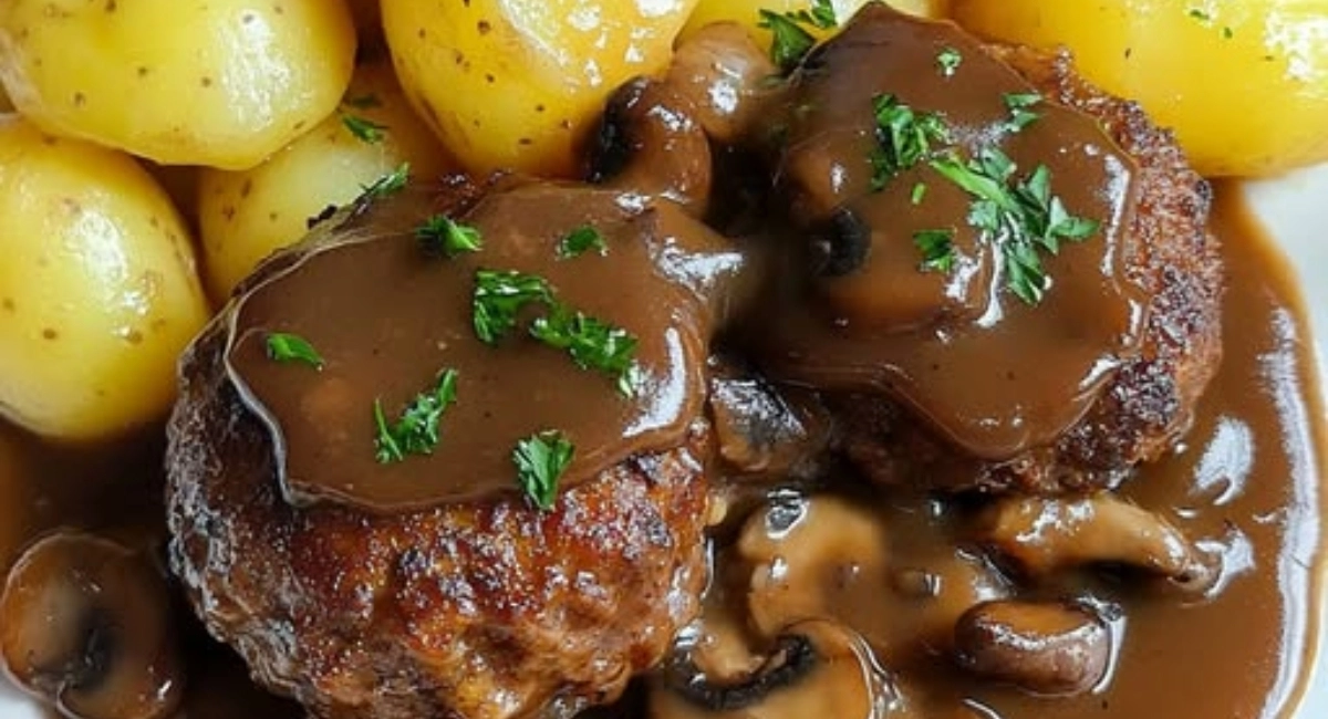 Bouletten mit Champion-Waldpilzsoße und Kartoffeln  