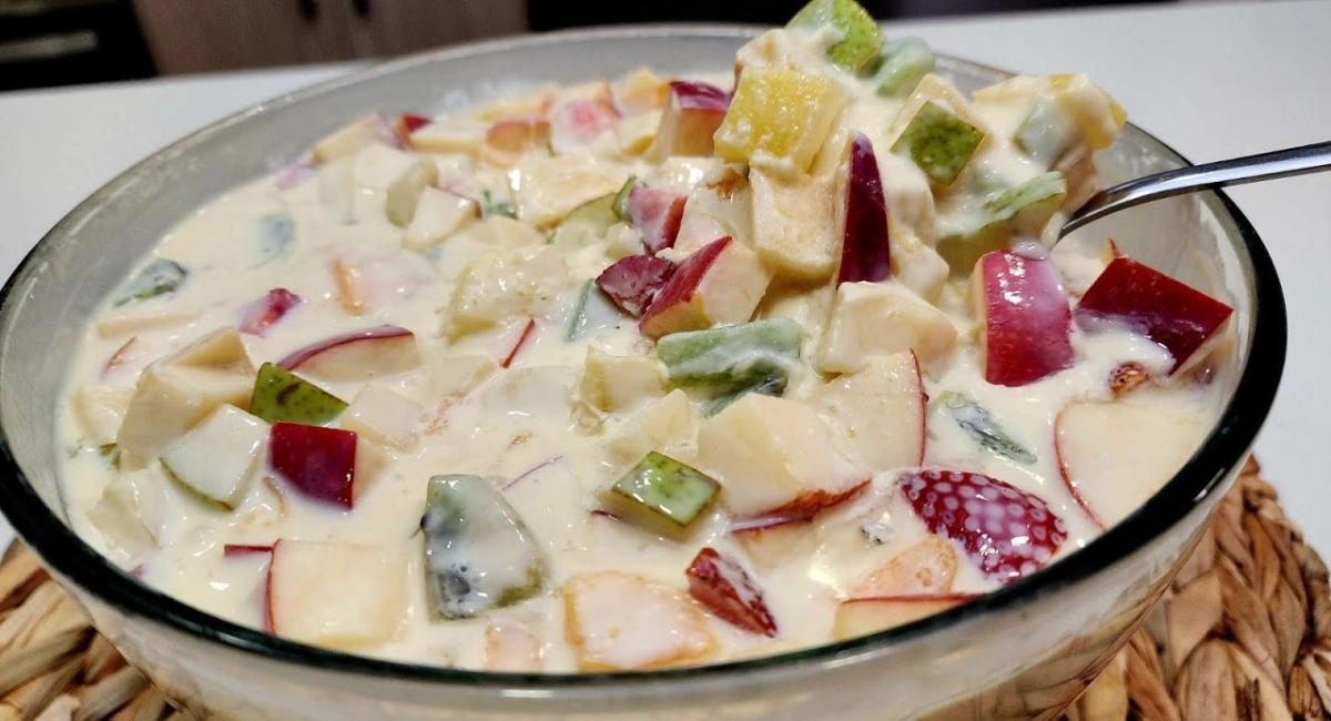 Delicioso Postre Frutas con crema 