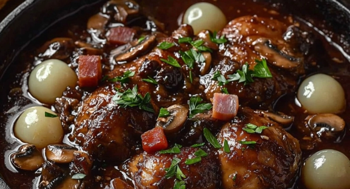 Poulet au vin rouge