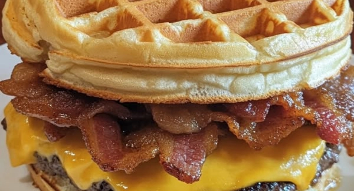 Maple Bacon Waffle Cheeseburger!